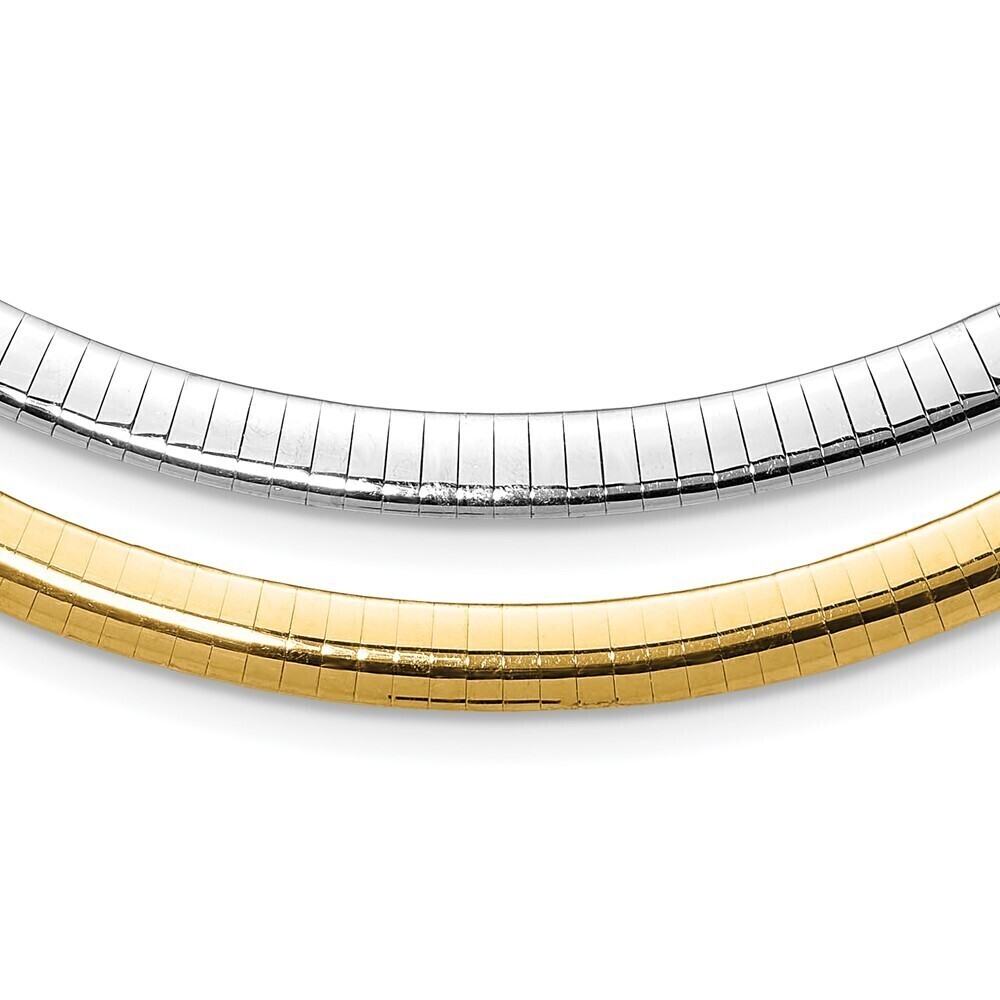 Kazi Luxury 14k Two-tone Lt Reversible 6mm Omega w/extender Necklace